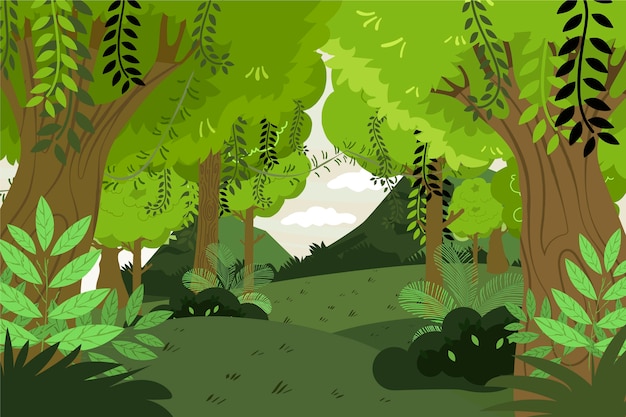 Free Vector hand drawn forest landscape