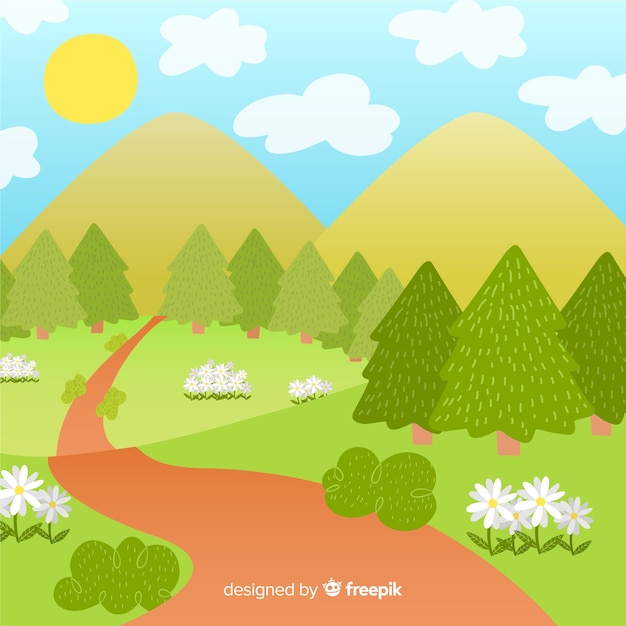 Hand drawn forest spring background