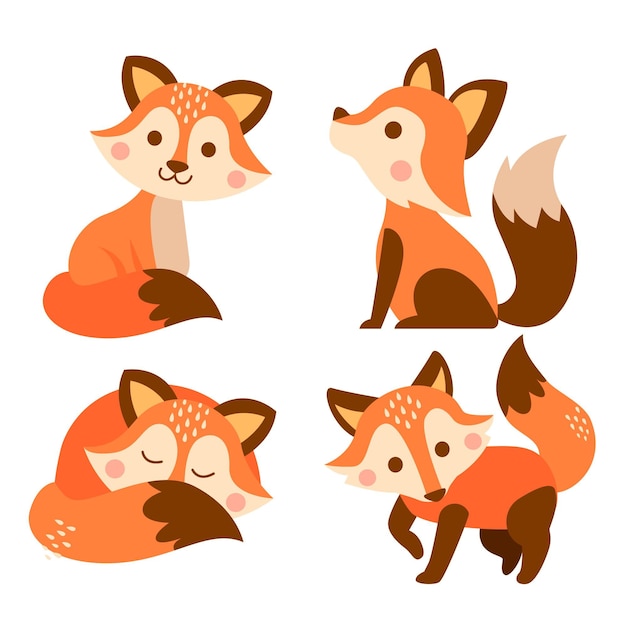 Free Vector hand drawn fox collection