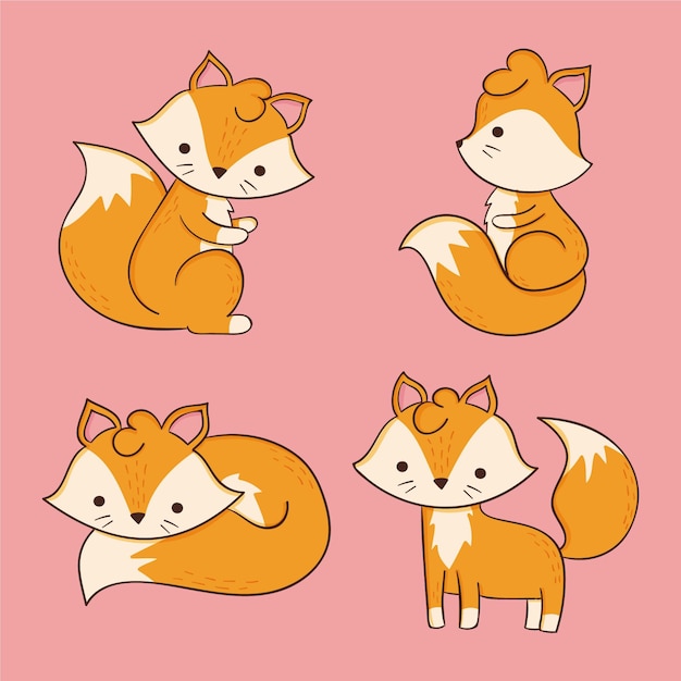 Free vector hand drawn fox collection