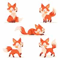 Free vector hand drawn fox collection