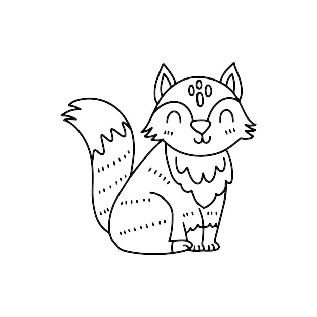 Hand drawn fox outline illustration