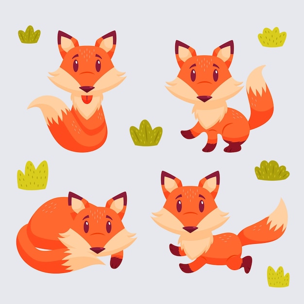 Free vector hand drawn fox pack