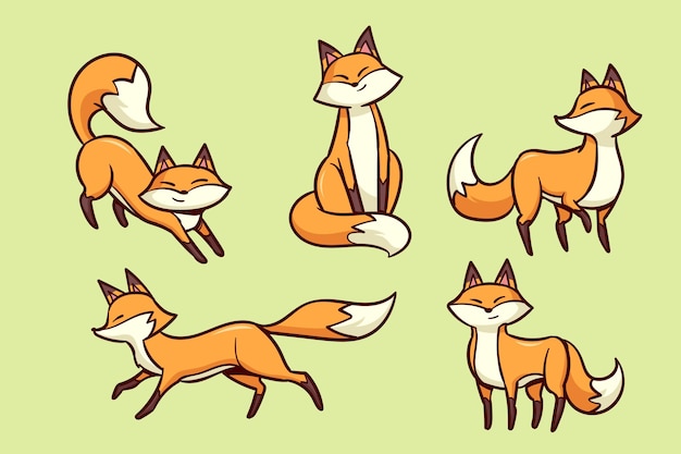 Free vector hand drawn fox set