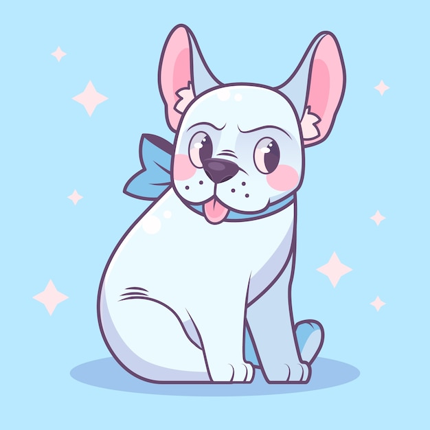 Hand drawn  french bulldog cartoon illustration