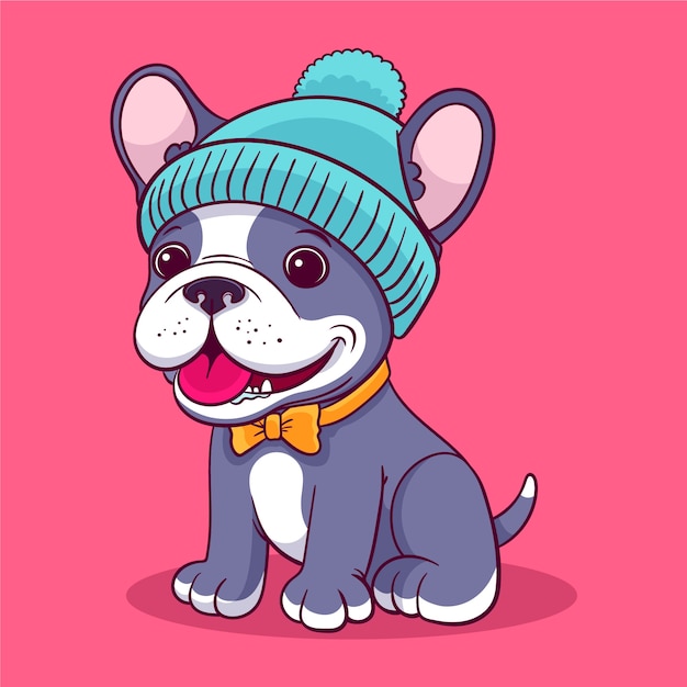 Free vector hand drawn french bulldog cartoon illustration