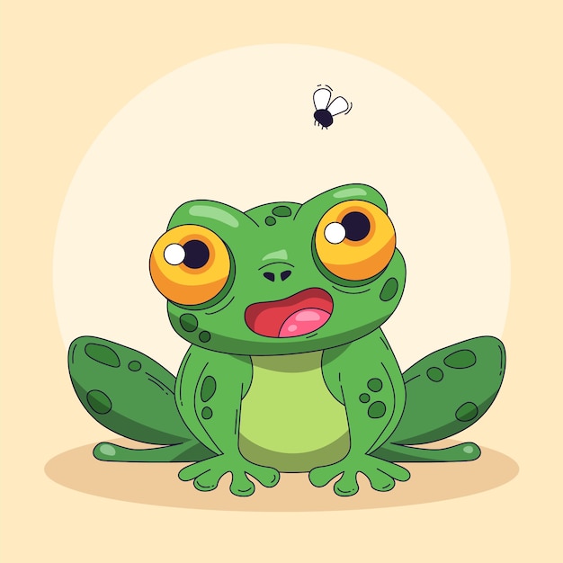 Hand drawn frog  cartoon illustration