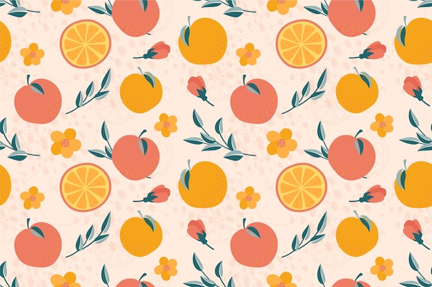 Hand drawn fruit and floral pattern design