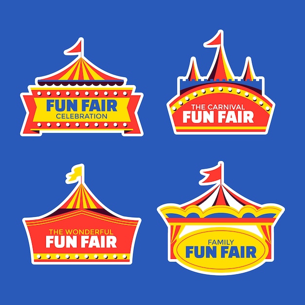 Free Vector hand drawn fun fair label set