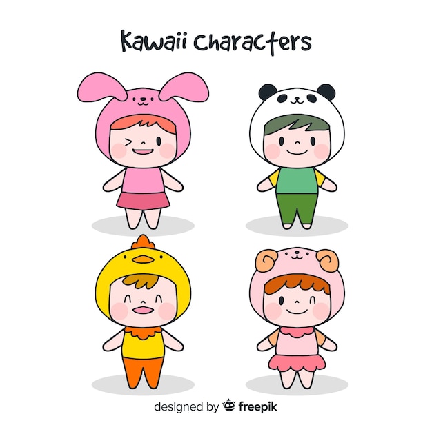 Hand drawn funny characters collection