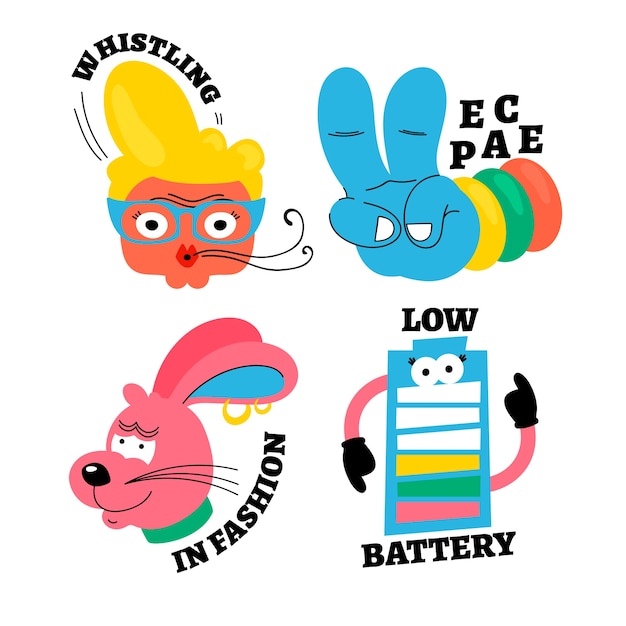 Free vector hand drawn funny sticker collection