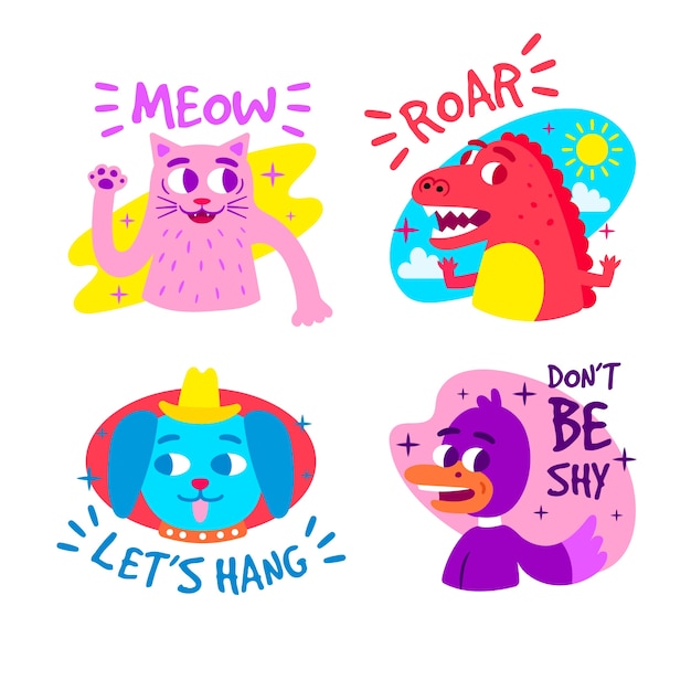 Free vector hand drawn funny sticker collection