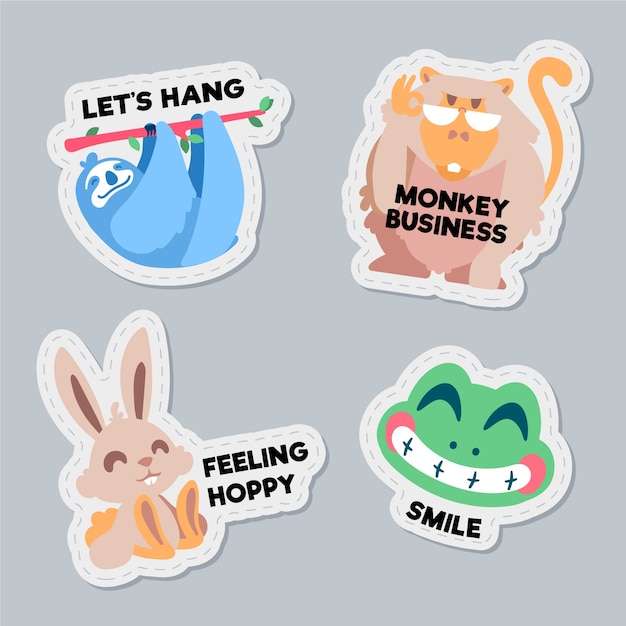 Free vector hand drawn funny sticker collection