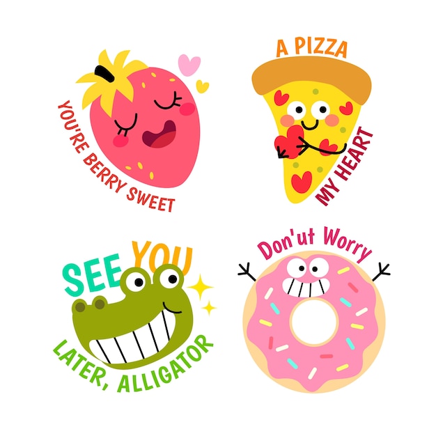 Hand-drawn funny sticker set