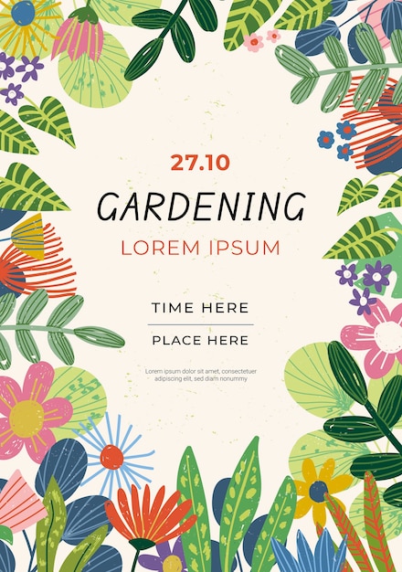 Free vector hand drawn gardening  poster template