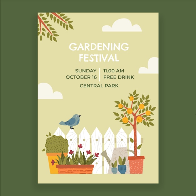 Free vector hand drawn gardening poster