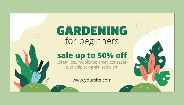 Free vector hand drawn gardening work sale banner