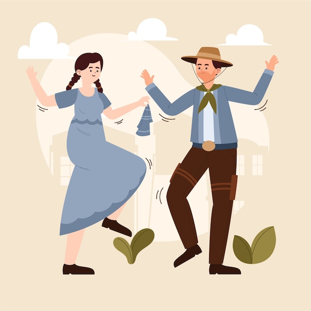 Free Vector hand drawn gaucho dancing illustration