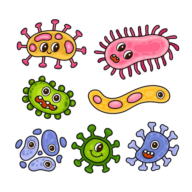 Free Vector hand drawn germs cartoon illustration