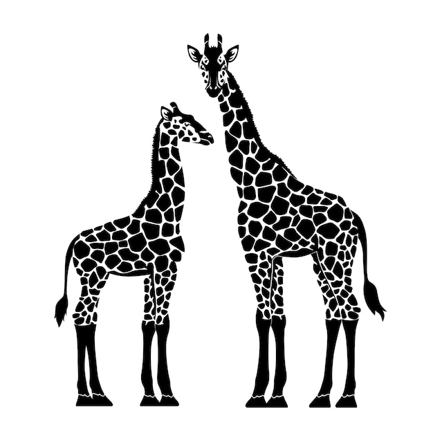 Hand drawn giraffe silhouette