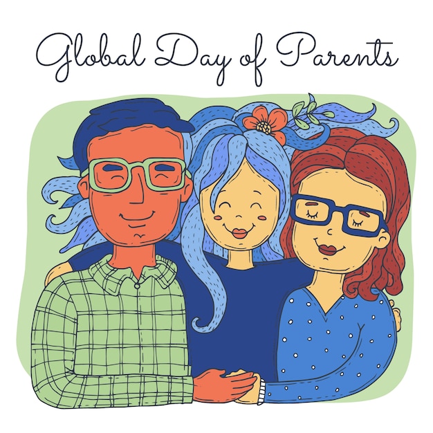 Free Vector hand drawn global day of parents illustration