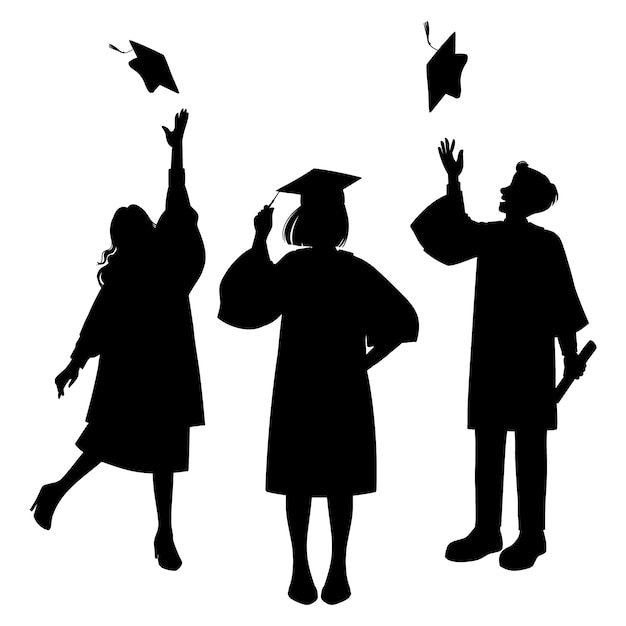 Free Vector hand drawn graduation silhouette