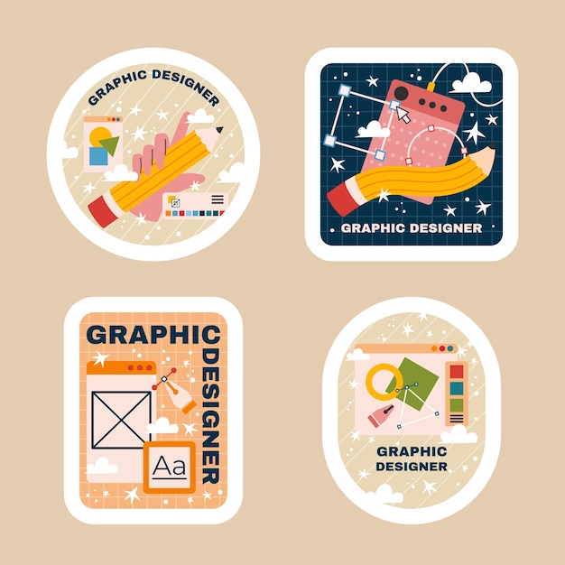 Free Vector hand drawn graphic designer labels