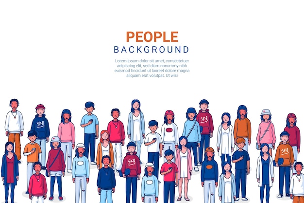 Free vector hand drawn group of people background composition