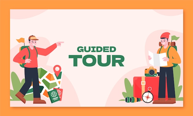 Free Vector hand drawn guided tours  twitch background