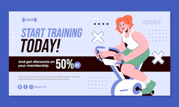 Free vector hand drawn gym facebook ad