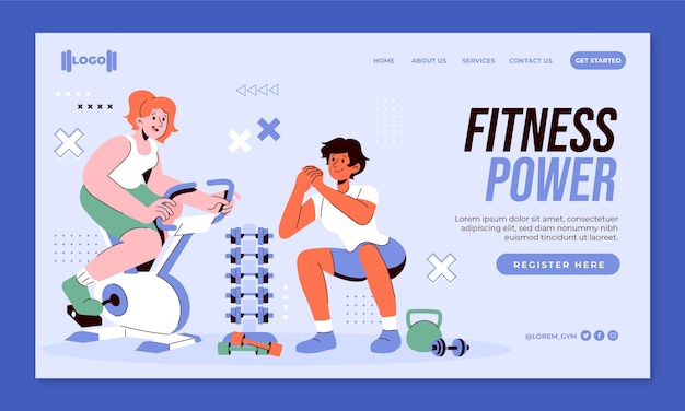Free vector hand drawn gym landing page