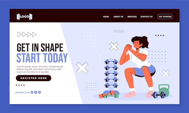 Free vector hand drawn gym landing page