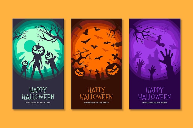 Hand drawn halloween card collection