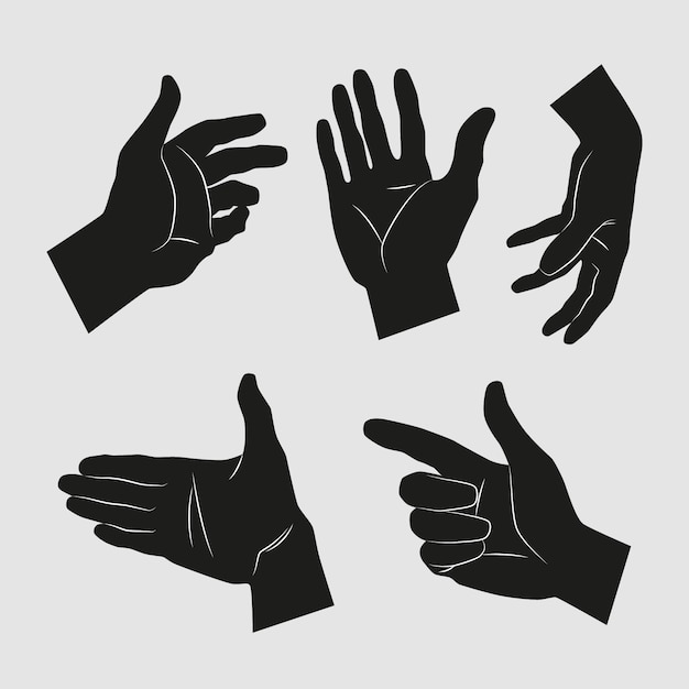 Free vector hand drawn hand silhouette set