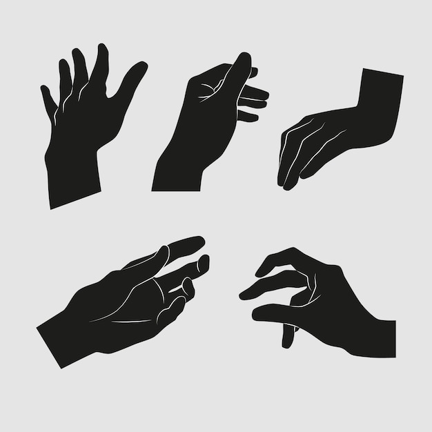 Free vector hand drawn hand silhouette set