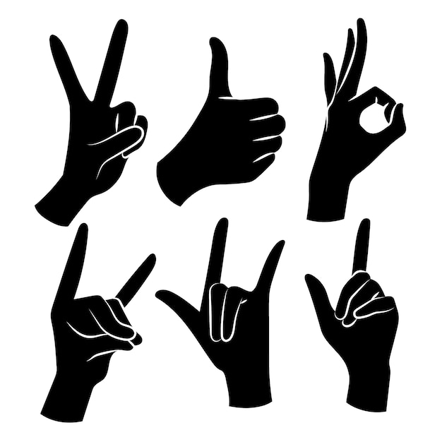 Free Vector hand drawn hand silhouette set