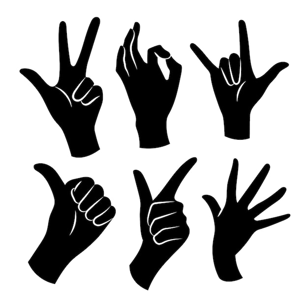 Free Vector hand drawn hand silhouette set