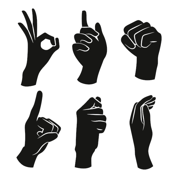 Free vector hand drawn hand silhouette set