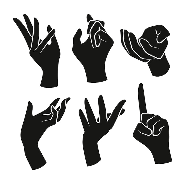 Free Vector hand drawn hand silhouette set