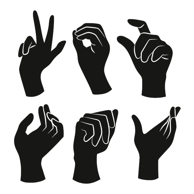 Free Vector hand drawn hand silhouette set