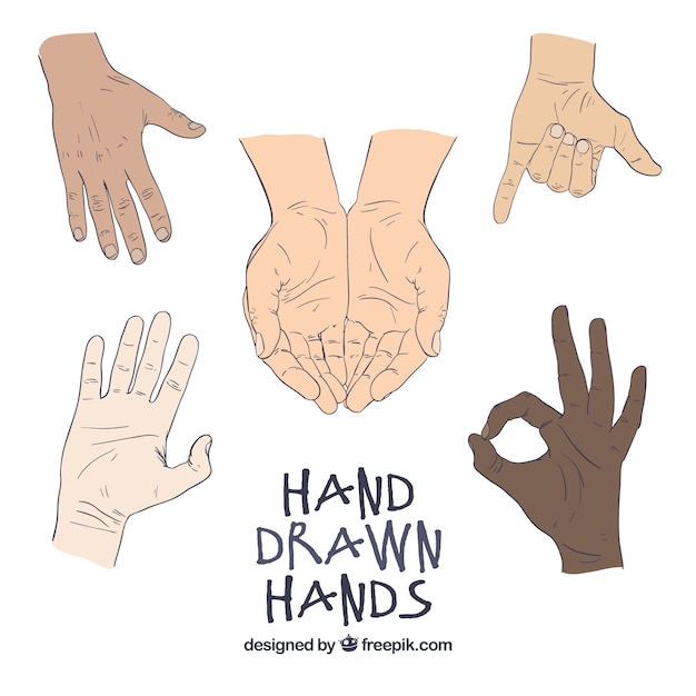 Free vector hand drawn hands
