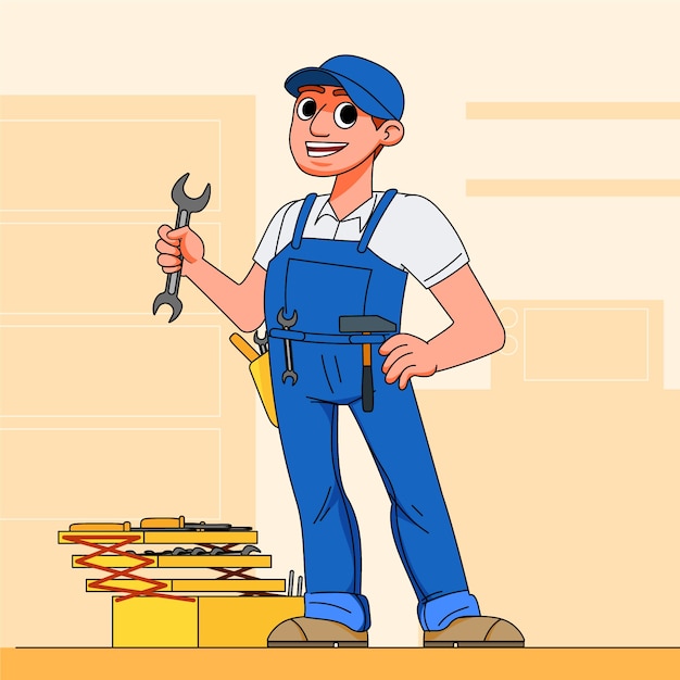 Free vector hand drawn handyman cartoon illustration