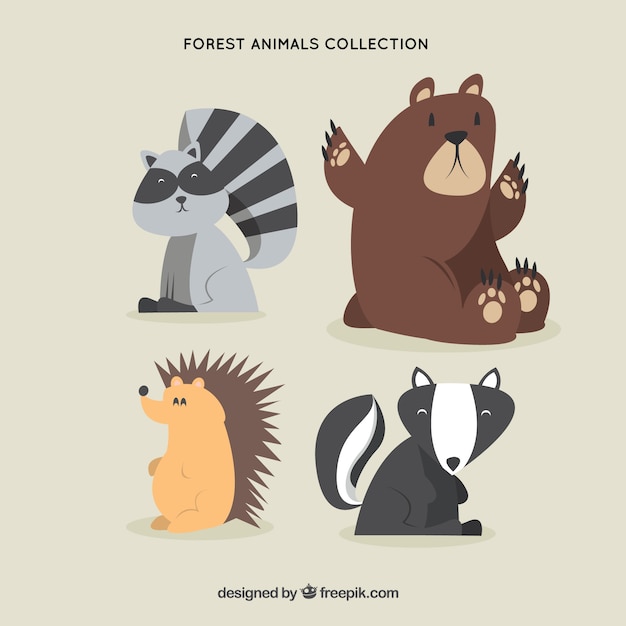 Free Vector hand drawn happy forest animals