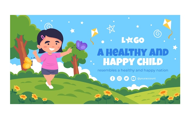 Free Vector hand drawn happy kids facebook post