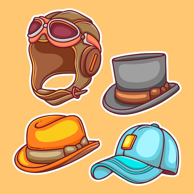 hand drawn hats set