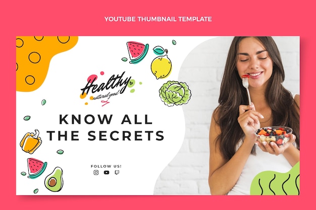 Hand drawn healthy food youtube thumbnail