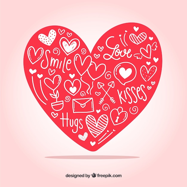 Free vector hand drawn heart background