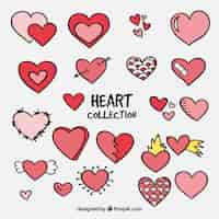 Free vector hand drawn heart collection