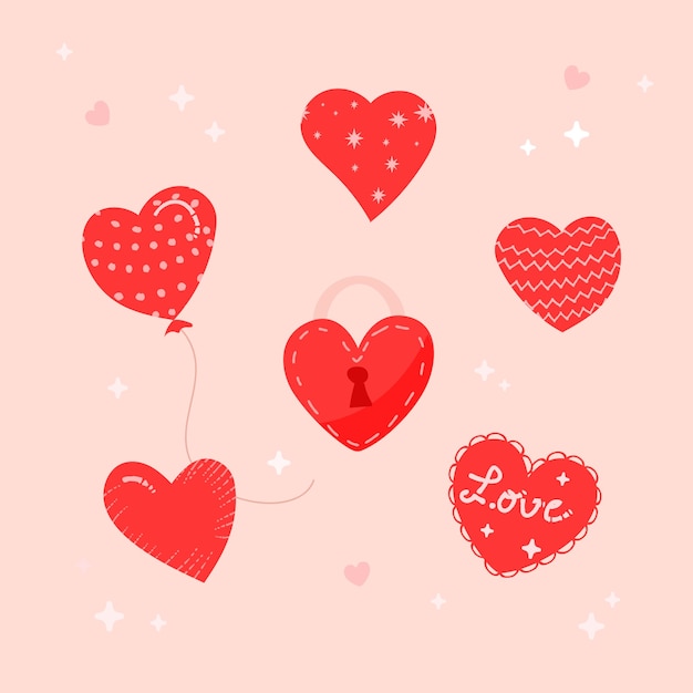 Free vector hand drawn heart collection