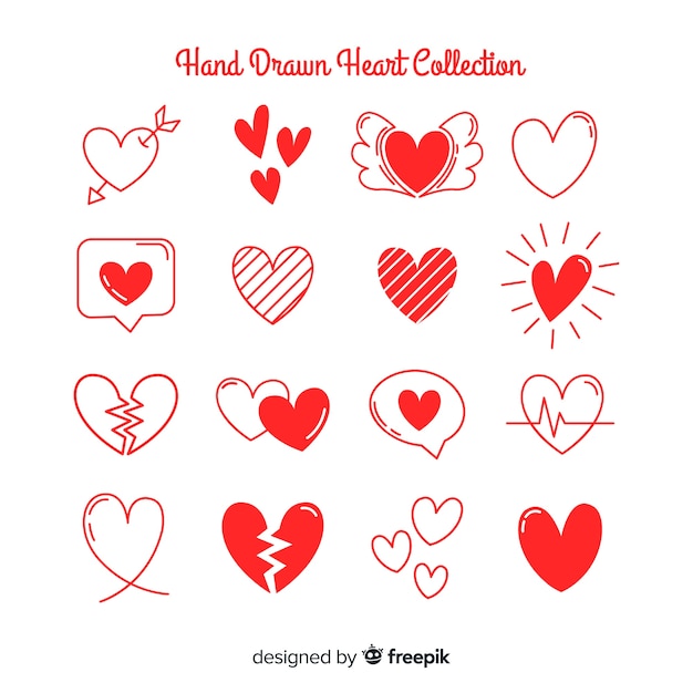 Free vector hand drawn heart collection